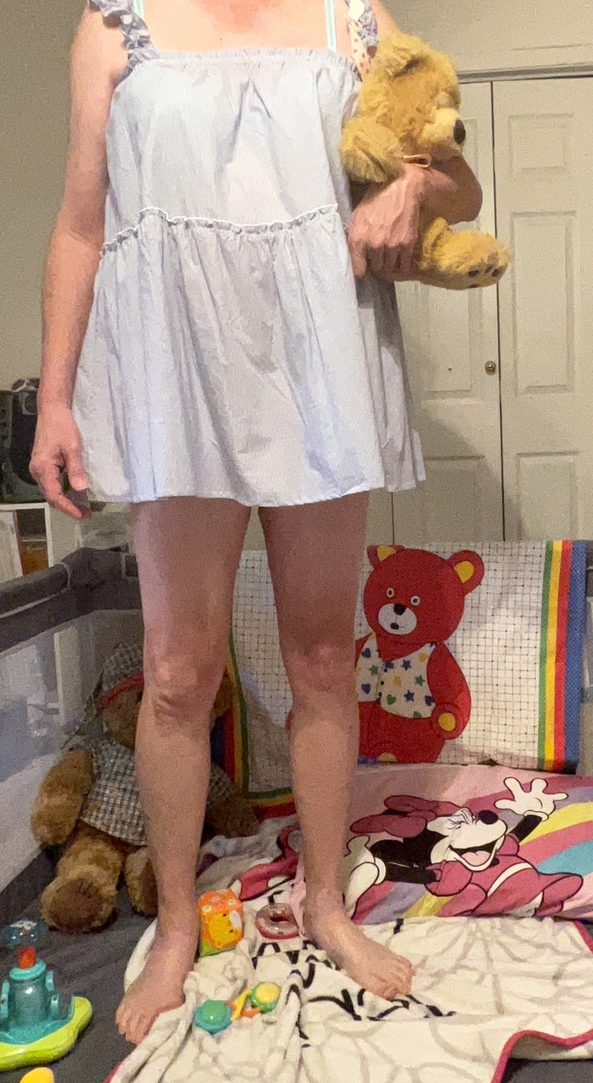New Baby dress - Pwetty dwess, and playpen time, hope I don’t get it dirty , ABDL,regression,playpen,thick diapers , Adult Babies,Feminization,Sissy Fashion,Diaper Lovers
